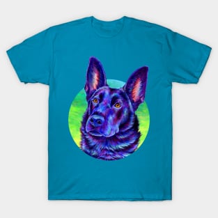 Colorful Black German Shepherd Dog T-Shirt